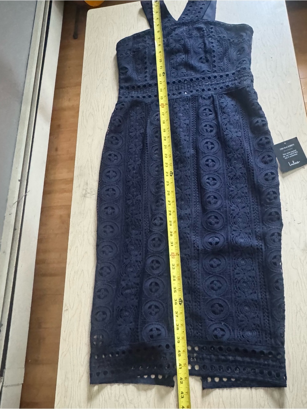 Lulus Cocktail Ready Navy Blue Crochet Lace Midi Dress size medium - Picture 14 of 14